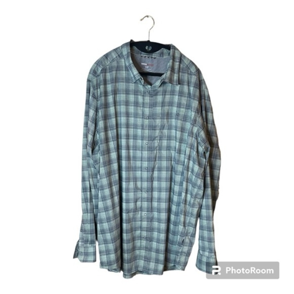Swiss Tech‎ Long Sleeve Green and Blue Plaid Lightweight Button Down Shirt 2XL